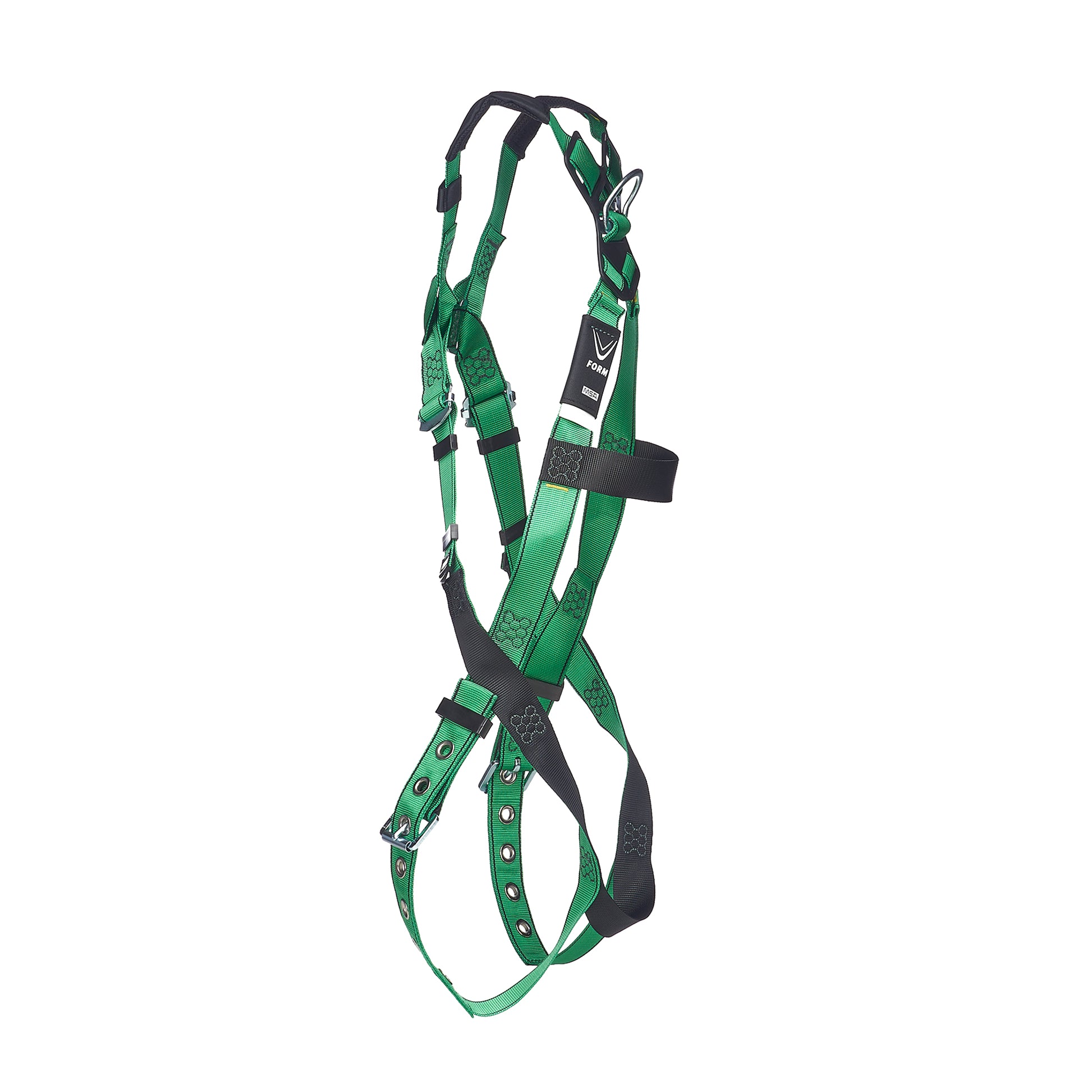 MSA V-FORM Harness w/Back D-Ring - Tongue Buckle Leg Straps Quick Connect Chest Buckle - Super Extra Large - 10206060