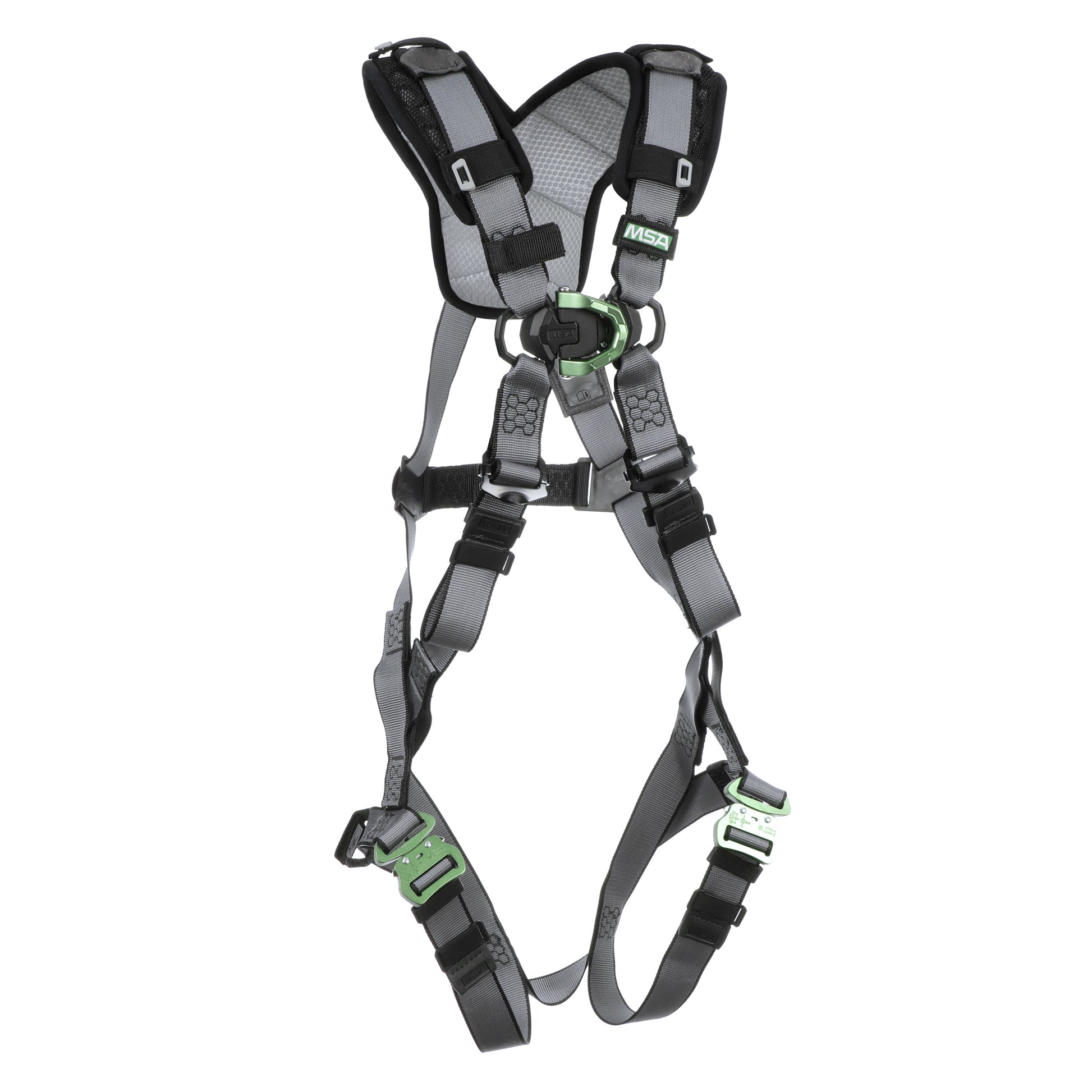 MSA V-FIT Harness w/Back & Front D-Rings - Quick-Connect Leg Straps - Shoulder Padding - Super Extra Large - 10194862