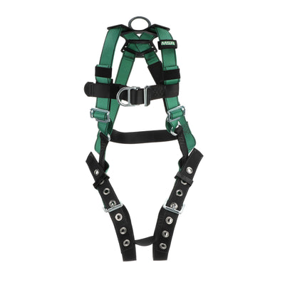 MSA V-FORM Harness w/Back, Front & Side D-Rings - Tongue Buckle Leg Straps - Super Extra Large - 10197209