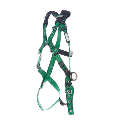 MSA V-FORM Harness w/Back, Front & Side D-Rings - Tongue Buckle Leg Straps Quick Connect Chest Buckle - Super Extra Large - 10206072