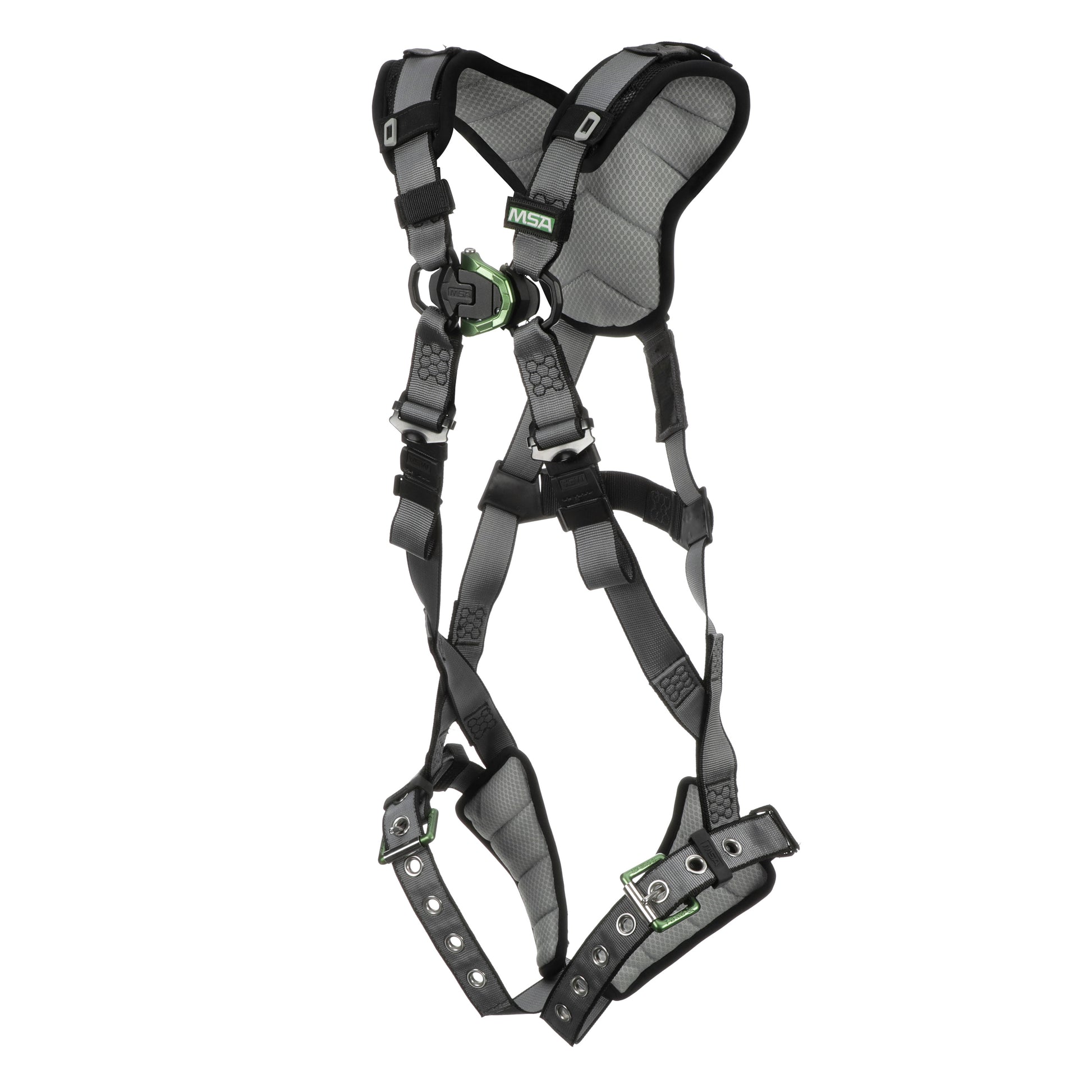 MSA V-FIT Harness w/Back & Front D-Rings - Tongue Buckle Leg Straps - Shoulder Padding - Super Extra Large - 10194895