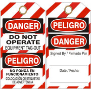 DO NOT OPERATE EQUIPMENT TAG-OUT PELIGRO NO PONGA TAG - DO NOT OPERATE EQUIPMENT TAG-OUT PELIGRO NO PONGA TAG, 6.125X3, Rigid Vinyl