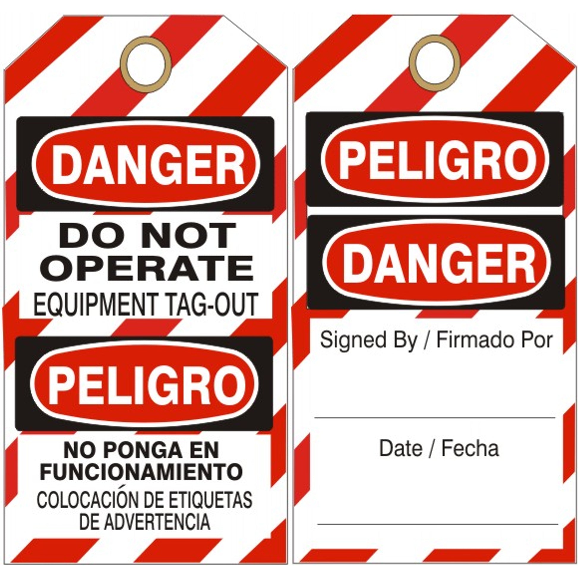 DO NOT OPERATE EQUIPMENT TAG-OUT PELIGRO NO PONGA TAG - DO NOT OPERATE EQUIPMENT TAG-OUT PELIGRO NO PONGA TAG, 6.125X3, Rigid Vinyl
