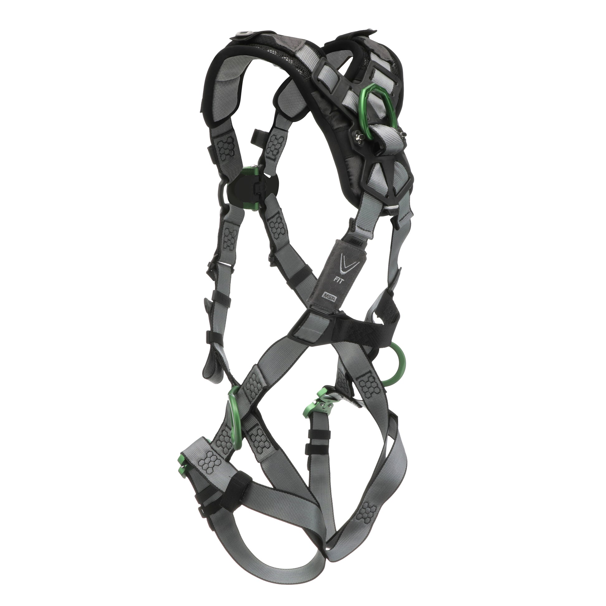 MSA V-FIT Harness w/Back, Front & Side D-Rings - Quick-Connect Leg Straps - Shoulder Padding - Extra Large - 10194865