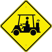 GOLF CART CROSSING - WARNING TRAFFIC SIGN - GOLF CART CROSSING - WARNING TRAFFIC SIGN, 36” DIA, Aluminum (.080) EGP Reflective