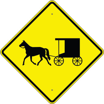 HORSE-DRAWN VEHICLE AHEAD SYMBOL - WARNING TRAFFIC SIGN