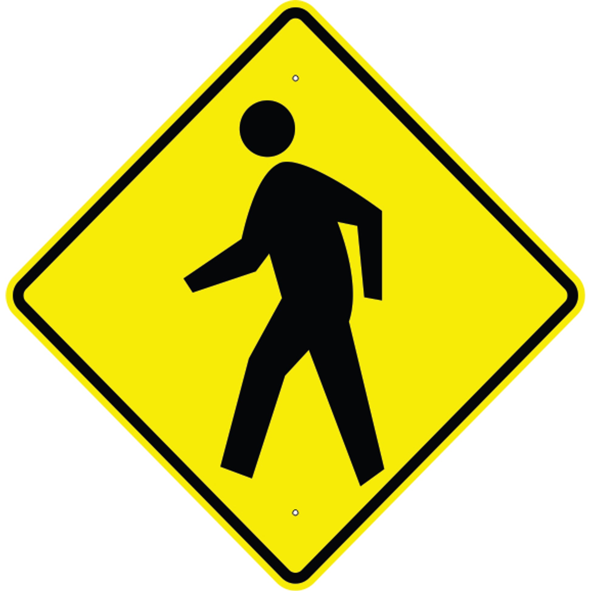 PEDESTRIAN CROSSING SYMBOL - WARNING TRAFFIC SIGN - PEDESTRIAN CROSSING SYMBOL - WARNING TRAFFIC SIGN, 36X36, Aluminum (.080) EGP Reflective