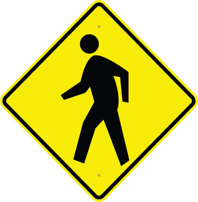 PEDESTRIAN CROSSING SYMBOL - WARNING TRAFFIC SIGN
