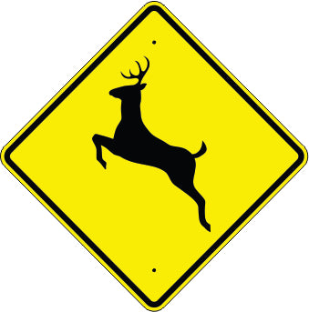 DEER CROSSING SYMBOL - WARNING TRAFFIC SIGN
