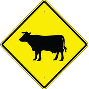 CATTLE CROSSING SYMBOL - WARNING TRAFFIC SIGN - CATTLE CROSSING SYMBOL - WARNING TRAFFIC SIGN, 36” DIA, Aluminum (.080) EGP Reflective