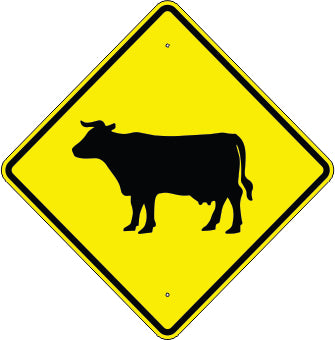 CATTLE CROSSING SYMBOL - WARNING TRAFFIC SIGN