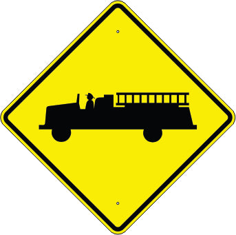 FIRE STATION SYMBOL - WARNING TRAFFIC SIGN