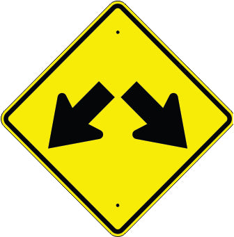 ROAD DIVERGES/SPLITS SYMBOL - WARNING TRAFFIC SIGN