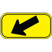 ARROW POINTING DOWNWARD TO  LEFT - SCHOOL ZONE SIGN - ARROW POINTING DOWNWARD TO  LEFT - SCHOOL ZONE SIGN, 24x12, Aluminum (.080) Diamond Grade Reflective