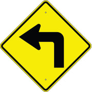 LEFT TURN SYMBOL  - WARNING TRAFFIC SIGN - LEFT TURN SYMBOL  - WARNING TRAFFIC SIGN, 36” DIA, Aluminum (.080) EGP Reflective