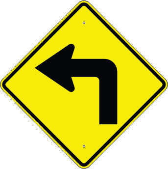 LEFT TURN SYMBOL - WARNING TRAFFIC SIGN