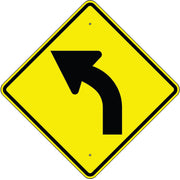 LEFT CURVE AHEAD SYMBOL  - WARNING TRAFFIC SIGN - LEFT CURVE AHEAD SYMBOL  - WARNING TRAFFIC SIGN, 36” DIA, Aluminum (.080) EGP Reflective