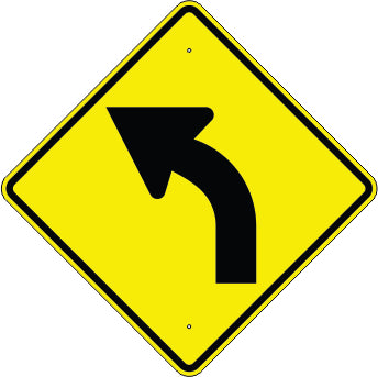 LEFT CURVE AHEAD SYMBOL - WARNING TRAFFIC SIGN
