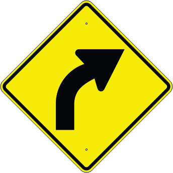 RIGHT CURVE AHEAD SYMBOL - WARNING TRAFFIC SIGN