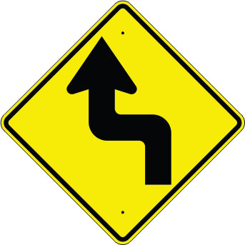 SHARP LEFT TURN AHEAD - WARNING TRAFFIC SIGN