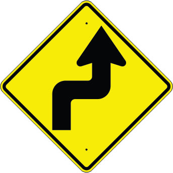SHARP RIGHT TURN AHEAD - WARNING TRAFFIC SIGN