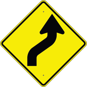 SHARP RIGHT CURVE AHEAD - WARNING TRAFFIC SIGN