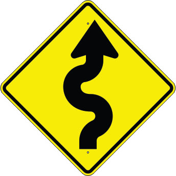 WINDING ROAD AHEAD RIGHT - WARNING TRAFFIC SIGN