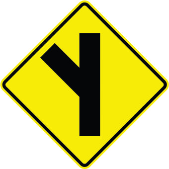 MERGING INTERSECTION AHEAD SYMBOL - LEFT - WARNING TRAFFIC SIGN