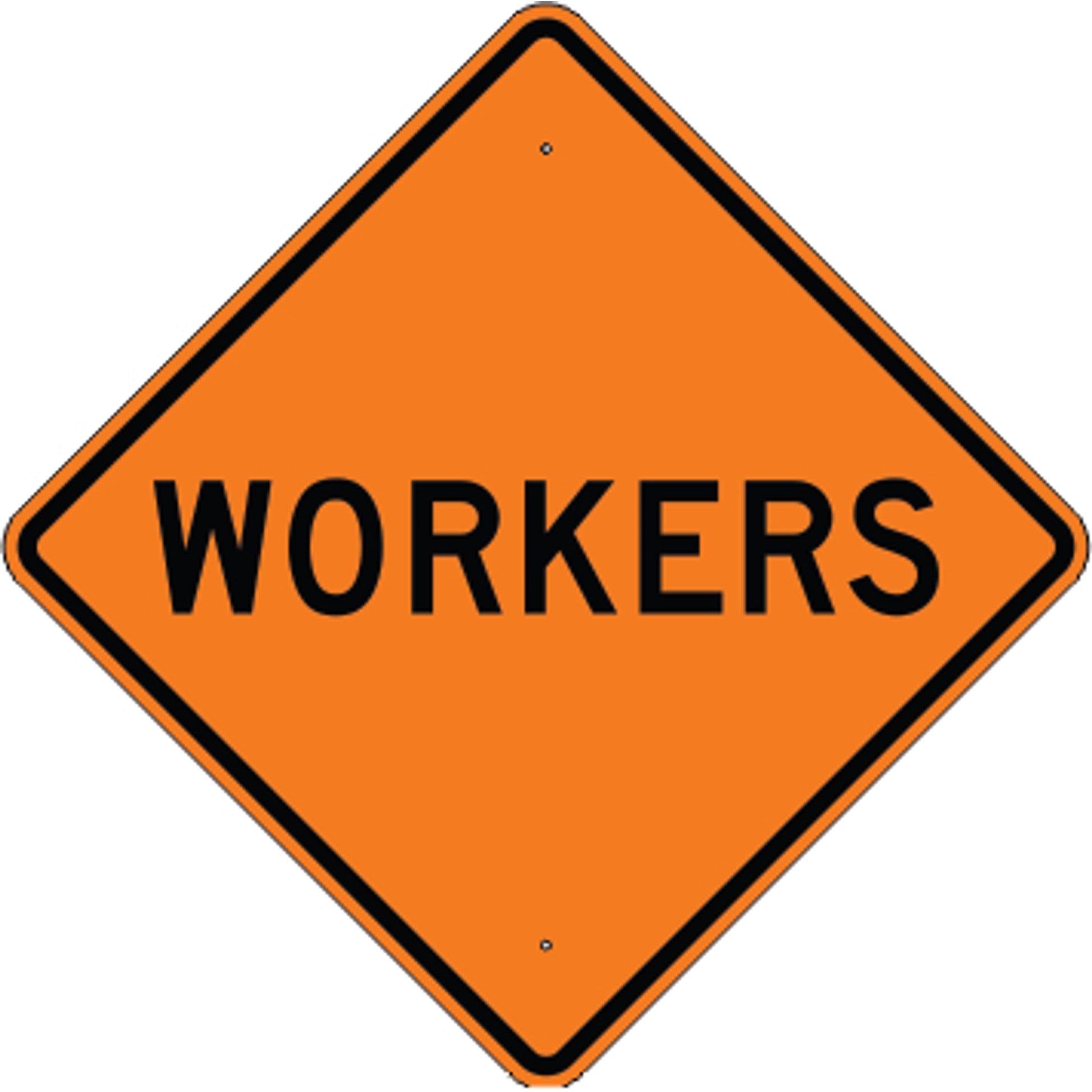 WORKERS - CONSTRUCTION TRAFFIC SIGN - WORKERS - CONSTRUCTION TRAFFIC SIGN, 36” DIA, Aluminum (.080) EGP Reflective