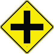 4-WAY INTERSECTION AHEAD SYMBOL - WARNNG TRAFFIC SIGN - 4-WAY INTERSECTION AHEAD SYMBOL - WARNNG TRAFFIC SIGN, 36” DIA, Aluminum (.080) EGP Reflective