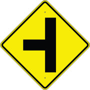 2-WAY INTERSECTION AHEAD SYMBOL - WARNING TRAFFIC SIGN - 2-WAY INTERSECTION AHEAD SYMBOL - WARNING TRAFFIC SIGN, 36” DIA, Aluminum (.080) EGP Reflective