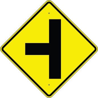2-WAY INTERSECTION AHEAD SYMBOL - WARNING TRAFFIC SIGN