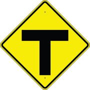 MERGING INTERSECTION AHEAD SYMBOL - ROAD ENDS - WARNING TRAFFIC SIGN - MERGING INTERSECTION AHEAD SYMBOL - ROAD ENDS - WARNING TRAFFIC SIGN, 36” DIA, Aluminum (.080) EGP Reflective