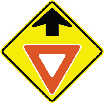 YIELD AHEAD SYMBOL WITH UP ARROW - WARNING TRAFFIC SIGN