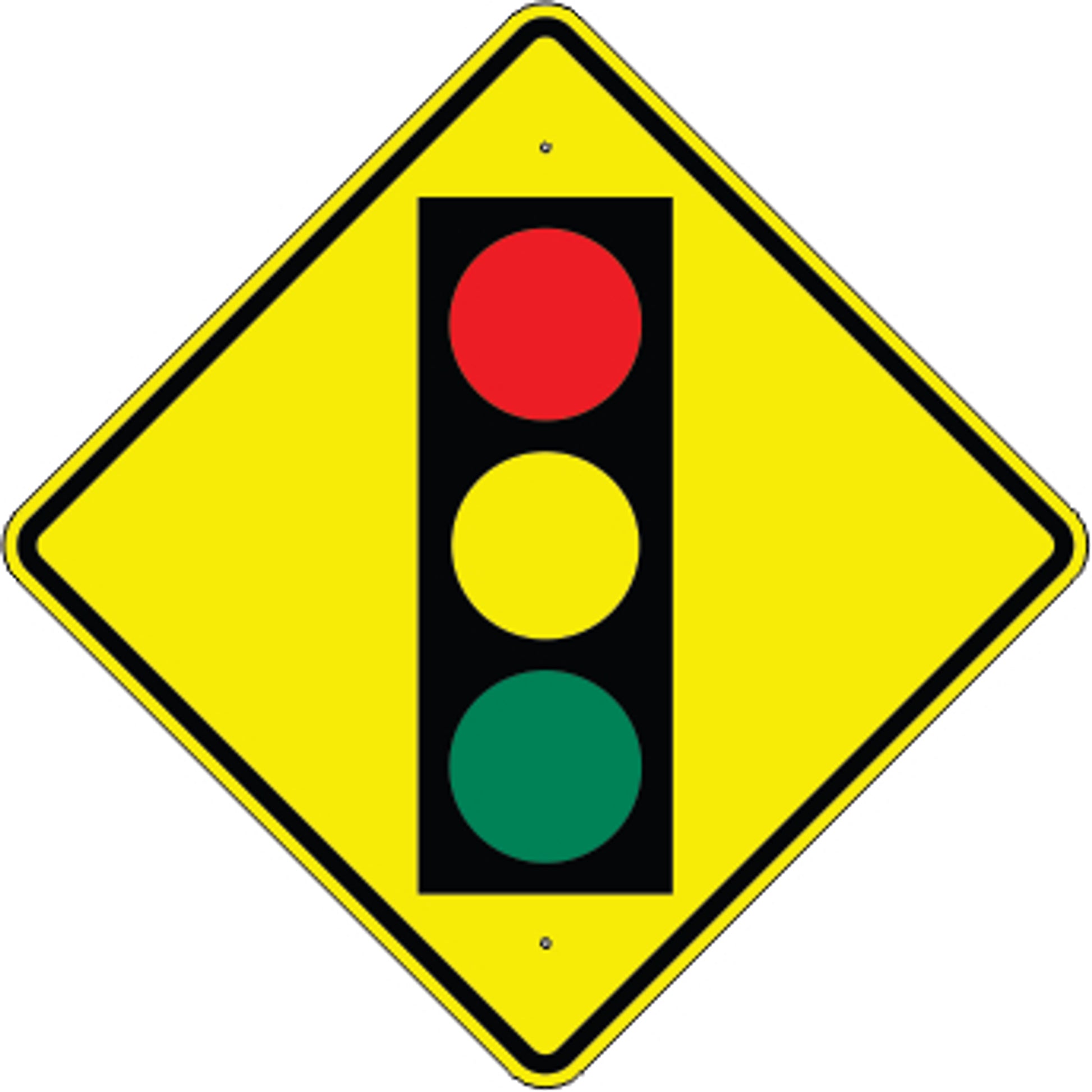 TRAFFIC LIGHT AHEAD PICTO - WARNING TRAFFIC SIGN - TRAFFIC LIGHT AHEAD PICTO - WARNING TRAFFIC SIGN, 36” DIA, Aluminum (.080) EGP Reflective