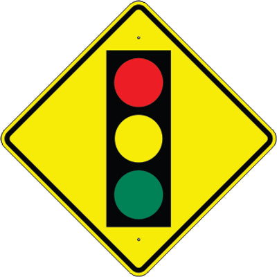 TRAFFIC LIGHT AHEAD PICTO - WARNING TRAFFIC SIGN - TRAFFIC LIGHT AHEAD PICTO - WARNING TRAFFIC SIGN, 36” DIA, Aluminum (.080) EGP Reflective