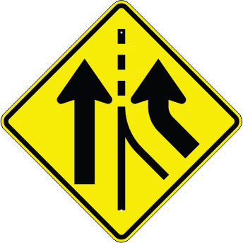 ADDED LANE TRAFFIC SYMBOL - WARNING TRAFFIC SIGN