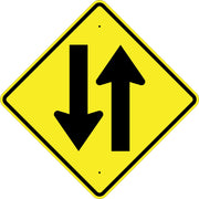 TWO WAY TRAFFIC SYMBOL - TRAFFIC WARNING SIGN - TWO WAY TRAFFIC SYMBOL - TRAFFIC WARNING SIGN, 30X30, Aluminum (.080) HIP Reflective