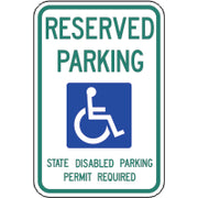RESERVED PARKING PICTO STATE DISABLED PARKING PERMIT REQUIRED - HANDICAPPED PARKING SIGN - RESERVED PARKING PICTO STATE DISABLED PARKING PERMIT REQUIRED - HANDICAPPED PARKING SIGN, 18X12, Aluminum (.080) EGP Reflective