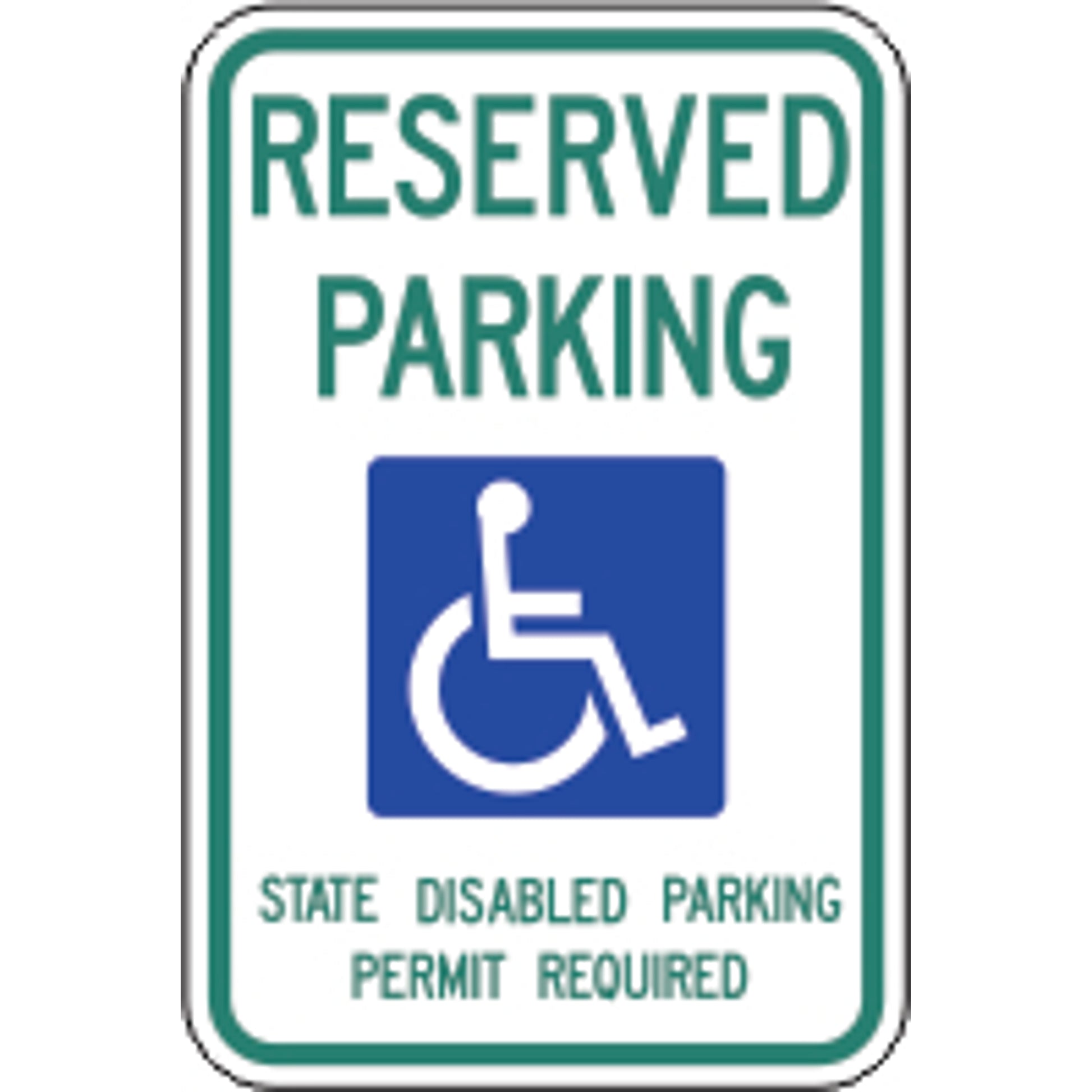 RESERVED PARKING PICTO STATE DISABLED PARKING PERMIT REQUIRED - HANDICAPPED PARKING SIGN - RESERVED PARKING PICTO STATE DISABLED PARKING PERMIT REQUIRED - HANDICAPPED PARKING SIGN, 18X12, Aluminum (.080) EGP Reflective