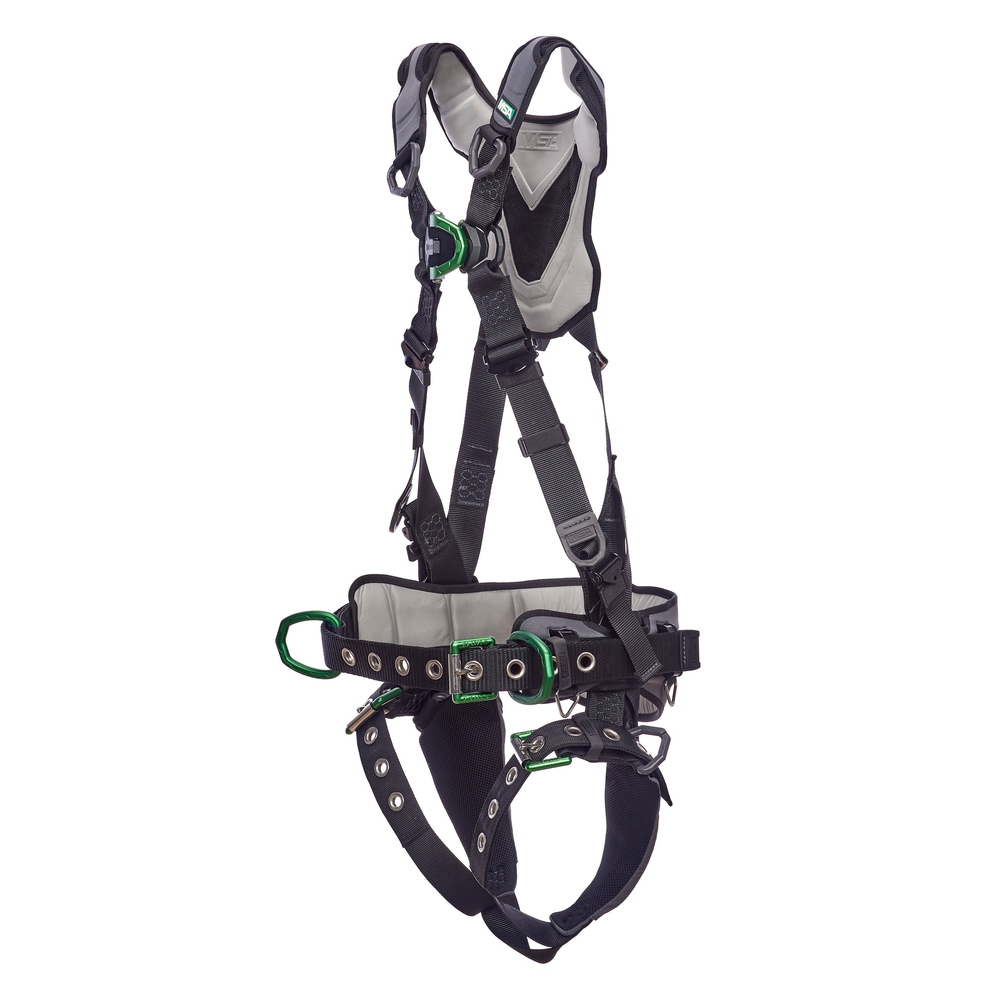 MSA V-FLEX Construction Harness w/Back, Front & Side D-Rings - Tongue Buckle Leg Straps - Extra Large - 10211348