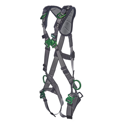 MSA V-FIT Harness w/Back, Side and Shoulder D-Rings - Quick-Connect Leg Straps - Shoulder Padding - Extra Large - 10194886