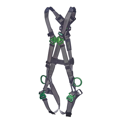 MSA V-FIT Harness w/Back & Side D-Rings - Quick-Connect Leg Straps - Extra Large - 10195066