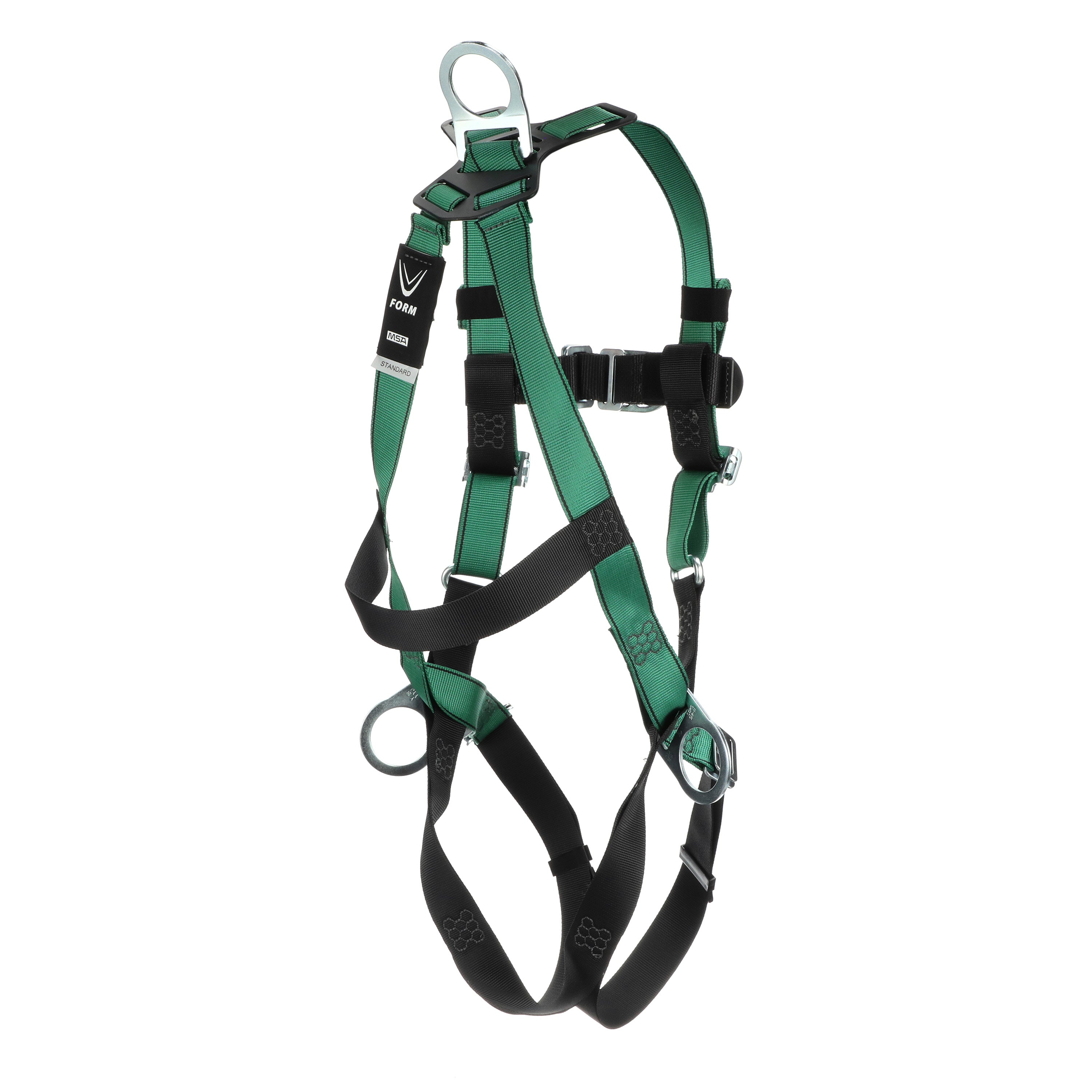 MSA V-FORM Harness w/Back, Front & Side D-Rings - Qwik-Fit Leg Straps - Extra Large - 10197437