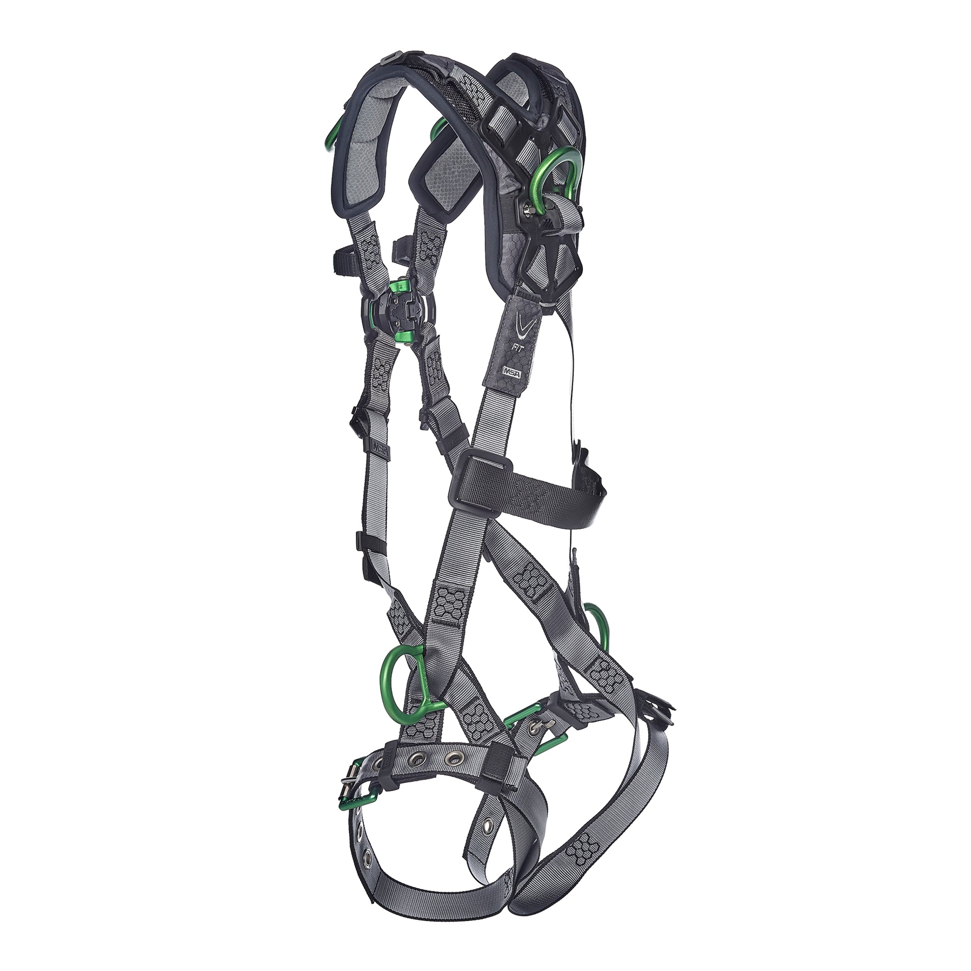 MSA V-FIT Harness w/Back, Front, Side & Shoulder D-Rings - Tongue Buckle Leg Straps - Shoulder Padding - Extra Large - 10194906