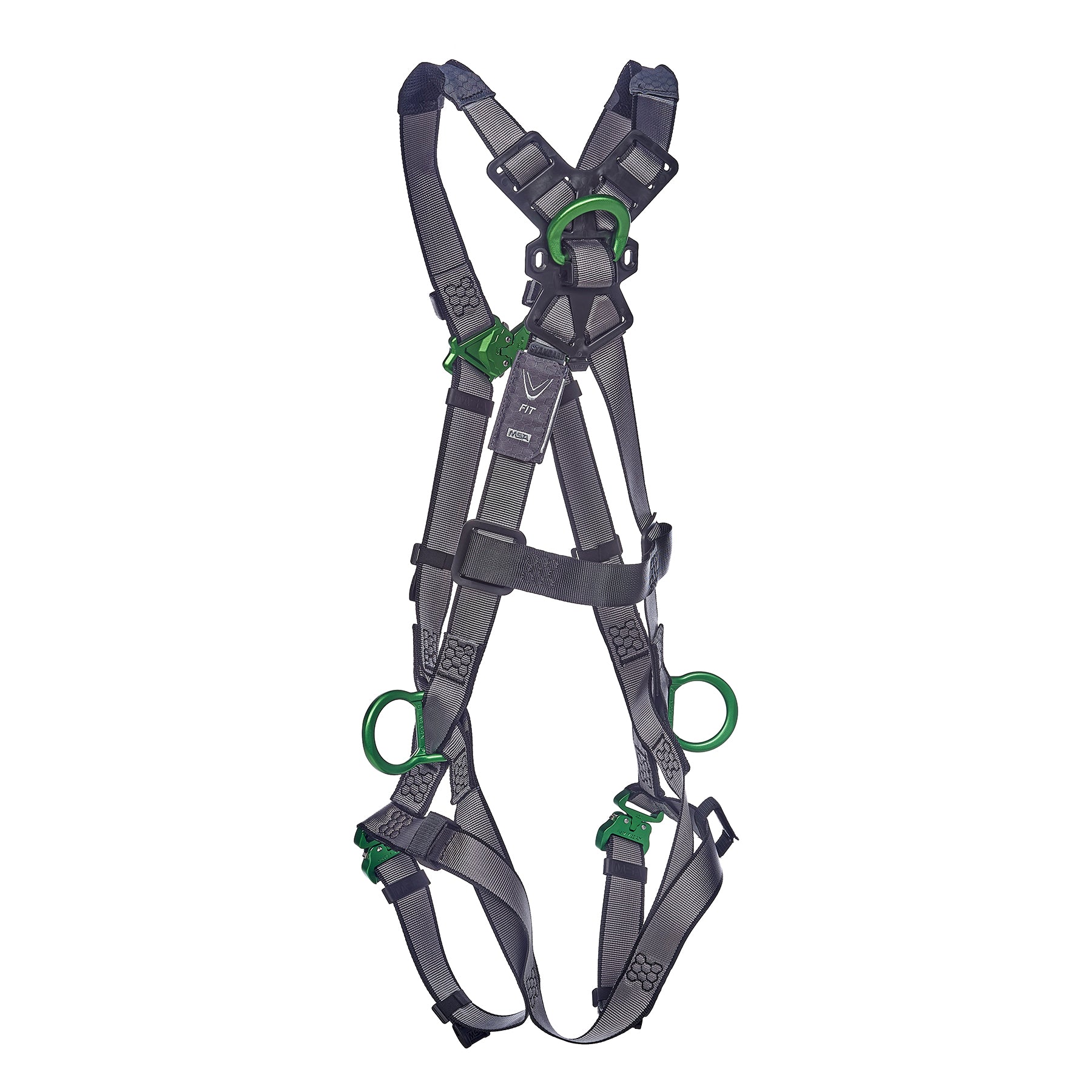 MSA V-FIT Harness w/Back & Side D-Rings - Quick-Connect Leg Straps - Super Extra Large - 10195067