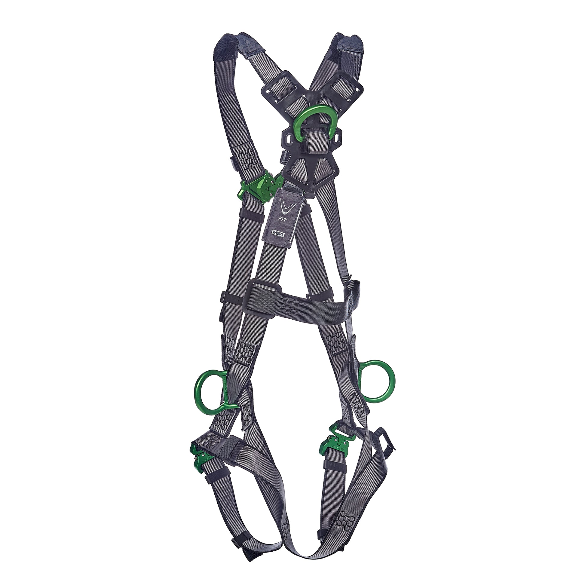 MSA V-FIT Harness w/Back & Side D-Rings - Quick-Connect Leg Straps - Extra Large - 10195066