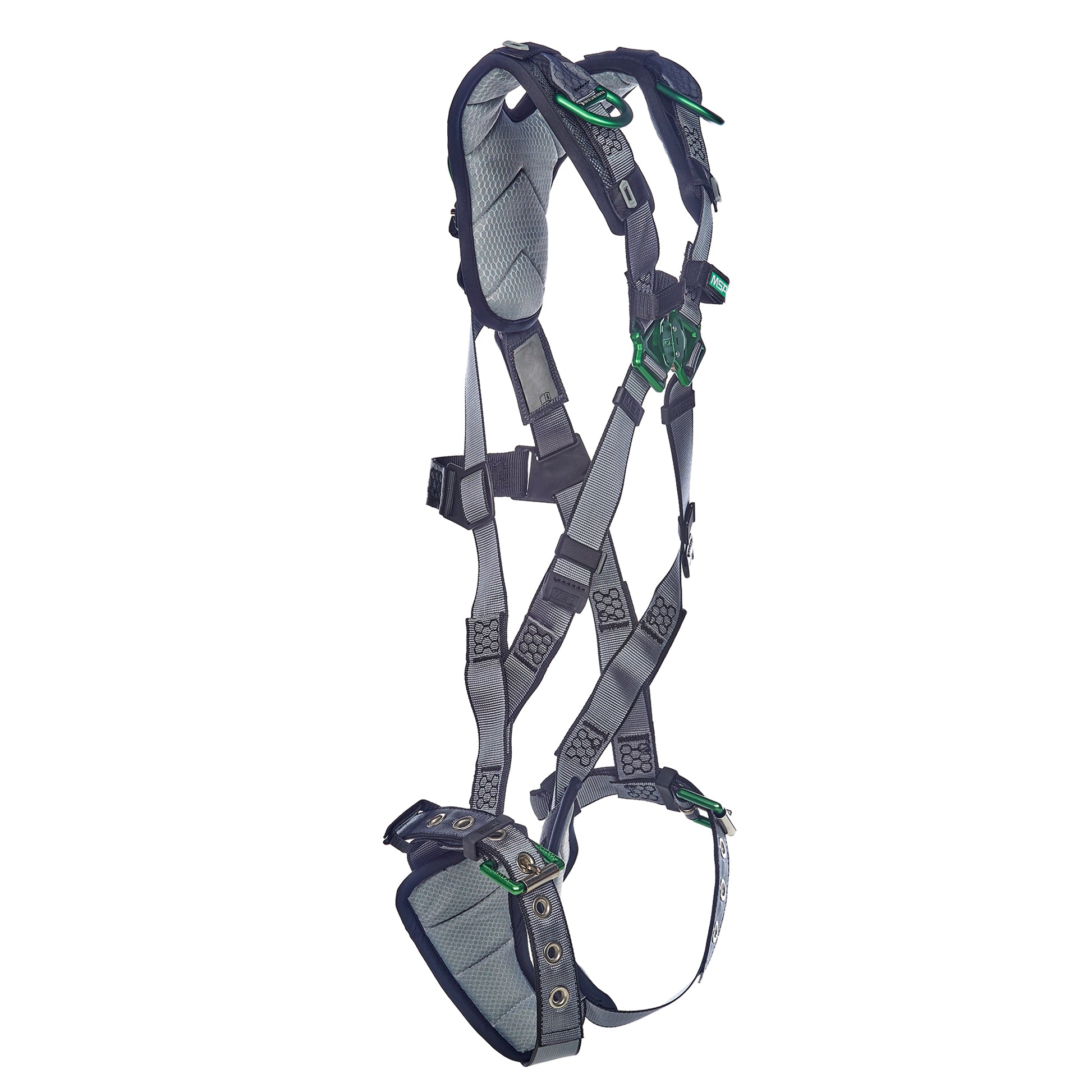 MSA V-FIT Harness w/Back & Shoulder D-Rings - Tongue Buckle Leg Straps - Shoulder & Leg Padding - Super Extra Large - 10195030