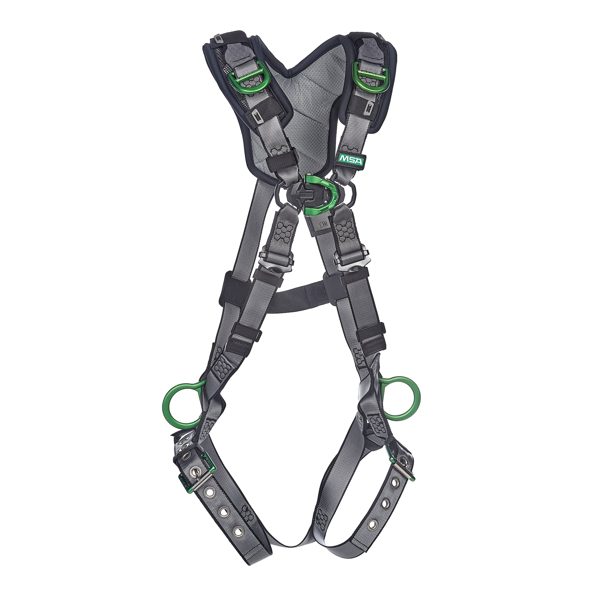 MSA V-FIT Harness w/Back, Front, Side & Shoulder D-Rings - Tongue Buckle Leg Straps - Shoulder Padding - Standard - 10194905