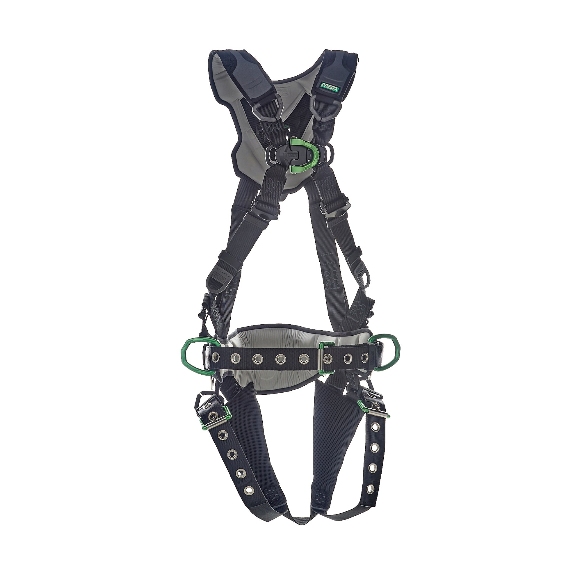 MSA V-FLEX Construction Harness w/Back, Front & Side D-Rings - Tongue Buckle Leg Straps - Extra Large - 10211348